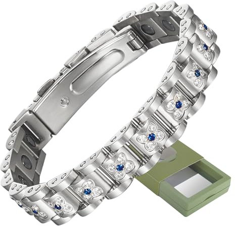 YINOX Damen-Supermagnetarmband, Damen-Magnetarmband, Edelstahlarmband, inklusive modischer Kristallsteine ​​und hochwertiger Geschenkbox (Blau)