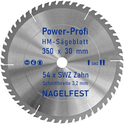 HM-Sägeblatt 350 x 30 mm SWZ 54 x Zahn - nagelfest Super-Allrounder - Kreissägeblatt Wechselzahn HW WZ für Wippsäge Tischkreissäge Brennholzsäge Holz mit Betonbeschlag Brennholz Hartholz Holzplatten