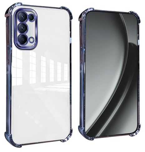 GOGME Hülle für Oppo Find X3 Lite Verstärkte Ecken Handyhülle mit Kamerafolie Schutzhülle/TPU Kratzfest Stoßfest Weich Transparent Design - Blau