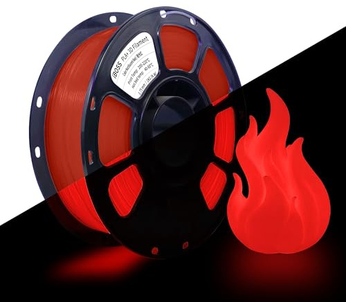 iBOSS Luminous PLA+ Filament 1,75mm Glow in the Dark Red, 1kg Spule, Maßgenauigkeit ±0,02mm, kompatibel mit den meisten 3D-Druckern,Day&Glow Red