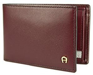 Aigner Geldbörse Portemonnaie Portmonee Geldbeutel im Querformat - 10,5x7x1,5cm (B x H x T) (Bordeaux)