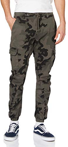 Urban Classics Treillis élastiqué Homme Bas de survêtement Camouflage Sombre S