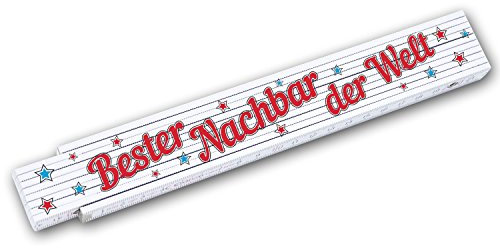 Zollstock Meterstab 2 m mit Schriftzug Bester Nachbar der Welt Geschenkidee zum Geburtstag Männertag Weihnachten Freunde Mann Handwerker