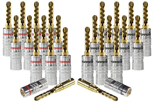 POPPSTAR 24x Hohl Bananenstecker (bis 6mm², 24k vergoldete Kontakte, 12x schwarz, 12x rot)