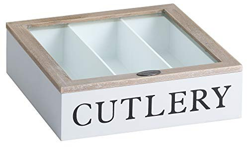 Wooden Cutlery Tray Storage 3 Compartment Box Home Kitchen Decor Organiser