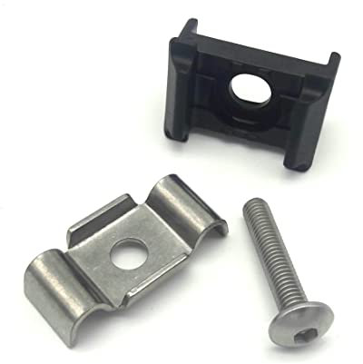 20 x Auflagebock Schwarz mit Überstand Befestigung Doppelstabzaun Zaun + Klemmlasche + Schraube 5,5