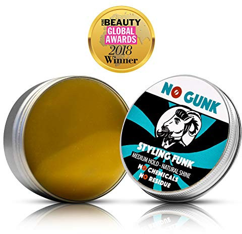 NO GUNK 100% Natürliche Haarwachs/Haarpomade für Haare & Bart - Mittlerer Halt - Nur mit natürlichen und bio Inhaltsstoffen - Gewinner für Bestes Haarprodukt für Männer 2018 (Unparfümiert, 50g)
