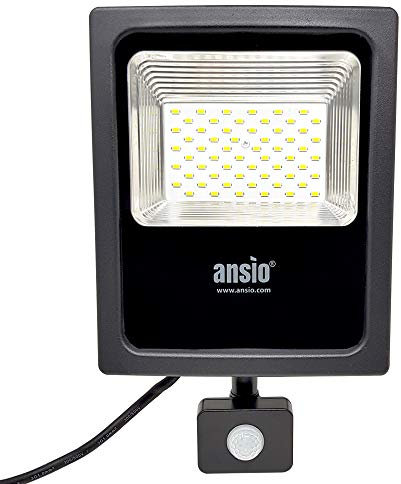 ANSIO Security Lights Outdoor Motion Sensor, 30W LED Floodlight, PIR Lights Outdoor Daywhite (5000K) 270 W Halogen Light Equivalent IP65 Waterproof, Suitable for Garden, Shed, Garage, Lawns