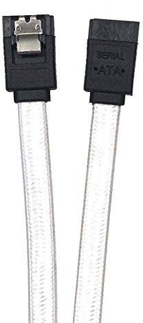 MICRO CONNECTORS 2-Pack 40” SATA III Straight Nylon Sleeved Cable with Locking Latch - White (F03-40SLW-2)