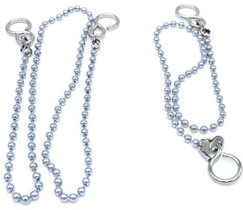 2 cadenas cromadas de 300 mm para lavabo y 450 mm para bañera/fregadero grande, tipo bola, Black, Talla única, Clásico