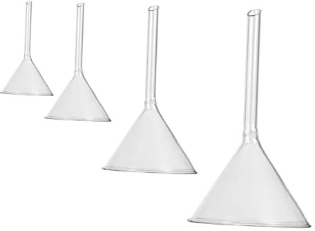 iplusmile Glass Funnel Short Stem for Lab Handmade Filling Funnels Powder Liquid Funnel Filter Organic Analytical Chemistry Lab Glassware 40mm 50mm 75mm 100mm(4pcs)
