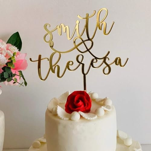 Personalisiert Kuchendeckel mit 2 Namen und Herz, Tortenfigur, Tortenstecker Hochzeit Cake topper, Kuchen Topper Custom Hochzeitstorte, Tortentopper Mit deinen Wunschnamen, Vornamen, Kuchendekoration