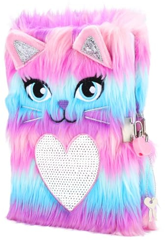 SuperStyle Journal Diary, Gift for 6 7 8 Years Old Girls, Cute Cat Notebook with Lock Secret Diary Writing Journal Birthday Gift for Kids
