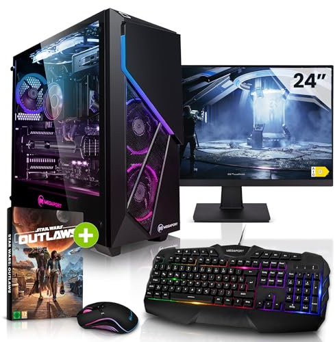 Megaport Completo PC Gaming AMD Ryzen 7 5700X • GeForce RTX5070 12GB • 24” Schermo • Windows 11 • 32GB DDR4 • 1TB M.2 SSD • WiFi • Tastiera/Mouse • pc da gaming