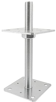 Stützenfuß höhenverstellbar 110 x 250 mm, Pfostenträger zum Aufschrauben, verzinkt, Pfostenanker für Holzpfosten
