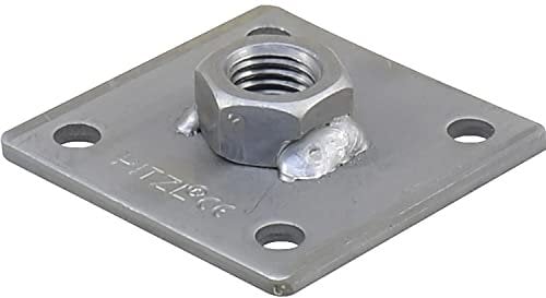 PITZL 90000.2001 5-Lochplatte 100x100x6 mit Mutter M20 verschweißt ZiNiP beschichtet, Silber