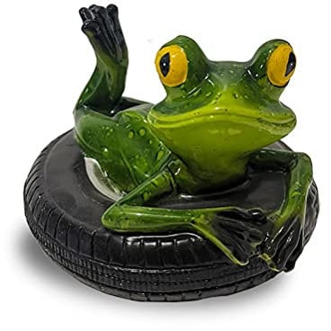 Lubudup Gartendeko Figuren Frosch, Frosch Garten Deko aus Kunstharz Wetterfest Schwimmende Deko für Garten Balkon Teich Terrasse Hof