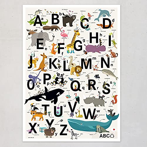 viilou Alphabet poster ABC english learning posters animals illustration kids prints children letters print