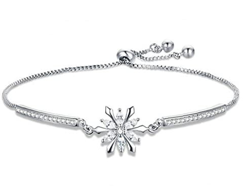 Zonster 925 Sterling Silber Klassische Stil Schneeflocke Armbänder Kettenlink Verstellbare Armband Für Frauen Hochzeit Engagement Schmuck