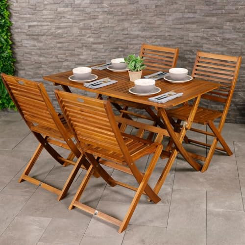 Charles Bentley FSC Certified, Folding, Wooden Furniture Rectangular Table (ONLY), Acacia Wood, Garden Décor, Outdoor Furniture, Outdoor Dining, Patio Dining Table, 12kg (120x74x70cm)