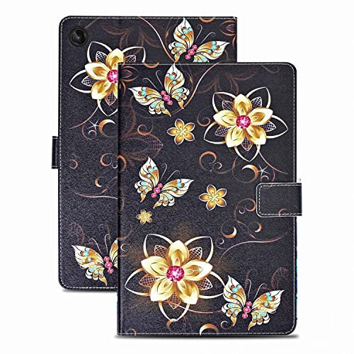 Rostsant Custodia Lenovo M10 Plus 3rd Gen 10.6 Cover a Pelle PU Libro Cover Tablet Protettiva per Lenovo Tab M10 Plus 3. Generation 2022 10.6 Pollici - Farfalla Dorata