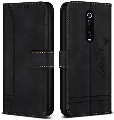 Bravoday Schutzhülle für Xiaomi Mi 9T / Xiaomi Mi 9T Pro/Redmi K20 / K20 Pro, Schutzhülle aus Leder mit Magnetverschluss, Flip Tasche für Xiaomi Mi 9T / Xiaomi Mi 9T Pro Schutz, Schwarz