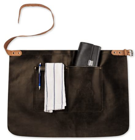 Black Forest Fox TIP HUNTER SOFT Lederschürze – Halbschürze für Küche, Bar & Zapfanlage | Zapfschürze mit Taschen für Männer & Frauen (One-Dark-Brown, Soft-Leder)