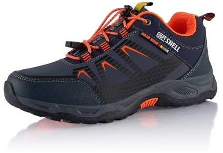 Fusskleidung® Damen Herren Wanderschuhe Softshell Trail Running Trekkingschuhe Dunkelblau Orange EU 37