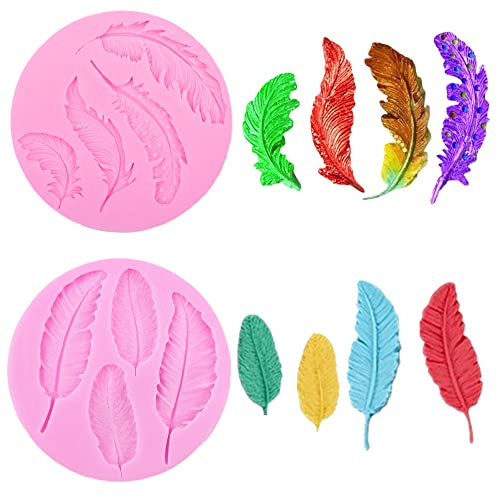 Nifocc 2 stampi in silicone a forma di piume, per dolci, muffin, caramelle