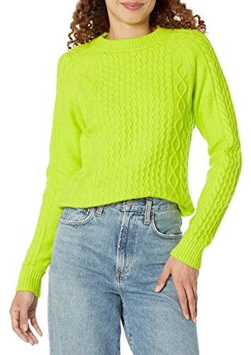Amazon Essentials Maglione a Trecce Donna, Verde Lime, XL