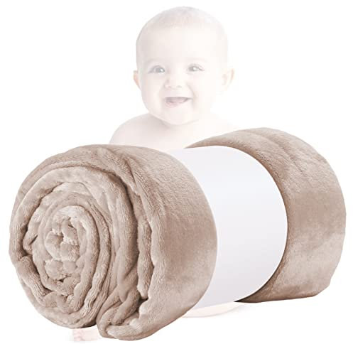 HUIEYE Kuscheldecke Flauschig,Babydecke, Flanell Kleinkind Warme PlüSch Super Weich Und Bequeme Kinderwagen Decke Flanelldecke Als Sofadecke Wohndecke BüRodecke Oder Tagesdecke 70 * 100cm(Hellbraun)