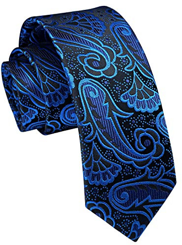 Enlision Paisley Herren Krawatte Blau Schmale Krawatte Seide Krawatten für Formelle Büro oder Hochzeit Business 6cm