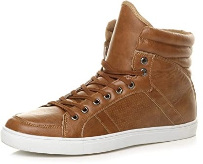 AJVANI Mens Flat lace up Quilted Casual hi high top Ankle Boots Trainers Sneakers Size.