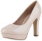 VAN HILL Damen Klassische Pumps Stiletto Schuhe Plateau Vorne Absatzschuhe Elegante Lack Abendschuhe 210699 Beige Lack 39