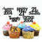 Gyufise 30Pcs Vintage 2004 Cupcake Toppers Glitter Twenty-One 21st Birthday Cake Decorations for Fabulous Anniversary Party Supplies Black
