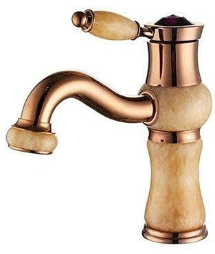 ZEDARO Mischbatterie, über der Theke, Mischbatterie, Jade-Griff, Einloch-Vintage-Spüle, heiß, kalt, Wasserhahn, alle Kupfer-Waschbecken-Fliter-Hahn