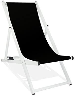 MultiBrands Liegestuhl, klappbar, Aluminium, Sitzbezug, weiß lackiert (Schwarz)