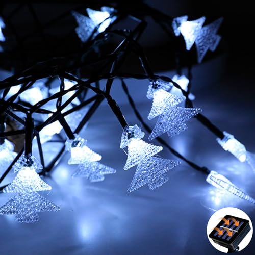 XVZ Catena di luci solari per esterni, 30 LED, 5 m, per albero di Natale, a energia solare, per esterni, impermeabile, con 8 modalità di illuminazione per giardino, albero, Natale e feste, colore