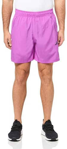 Adidas Pantaloncini da Allenamento in Tessuto Train Essentials da Uomo, Viola Illuminato/Nero, S