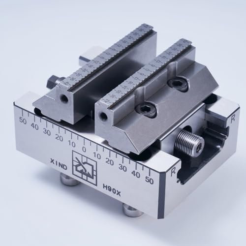 Tornillo de banco autocentrante H90X-SF con mordazas de cola de milano de 60° | 120 x 90 x 70 mm | Fuerza de sujeción de 1.4T | Tornillo de banco CNC de aleación de acero 58-62 HRC