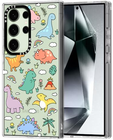 MOSNOVO für Samsung Galaxy S24 Ultra 5G Hülle – Durchsichtige, schlanke, stoßfeste TPU+PC-Handyhülle, [6,6 Fuß Fallschutz/Anti-Abziehen] - Dinosaurierland