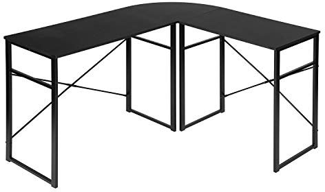 42F Furniture Dream L-förmiger Gaming-Eck-Computertisch, MDF, Schwarz, 123 x 103 x 74 cm