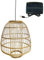 Suspension solaire MYKONOS SOLAR en bambou naturel avec câble hybride secteur et solaire 5m de longueur
