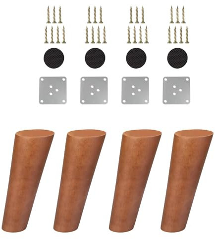 TECKEEN Möbelbeine aus Holz, konisch, schräg, für Sofa/Schrank/Tischbeine, Ersatzfüße, 4 Stück