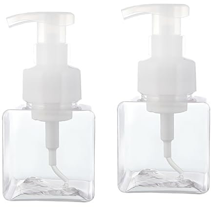 BPZXL 2 Stück 250ml 8.5 oz Transparente Nachfüllbare Quadrat Seifenspender Seifenflaschen Schäumende Schaumseifenspender für Schäumende Flüssigseife Küche Bad Kosmetik Shampoos