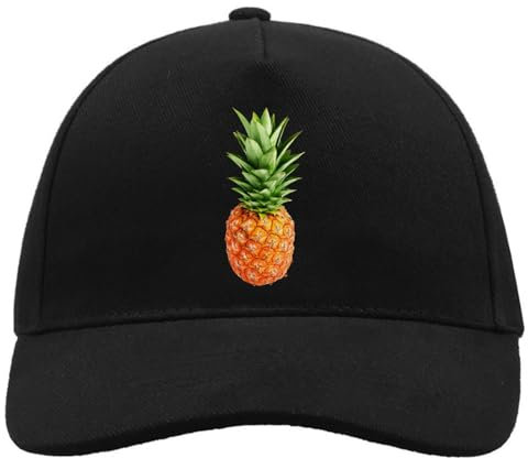 Atspauda Pineapple Art Baseballkappe mit Schnalle, Unisex, gebürstete Baumwolle, für exotische Lebensmittel, stilvoll, bequem, Schwarz, Schwarz , Einheitsgröße