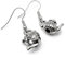 Teapot Charm Earrings, Tibetan Silver 3D Tea Pot Charm Beads on Nickel Free Hooks : 33mm long, Gift for British Tea Lover, Fun Fancy Dress Drop Earrings for Women