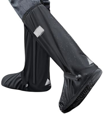 Amexo Couvre Chaussure Impermeable, Surchaussures Impermeables Couvre Chaussure Réutilisable Surchaussures Couvre Bottes Imperméable avec Bandes Réfléchissantes Antidérapant pour Hommes Femmes (S)