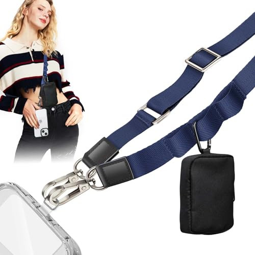 DOMIPHIE Handykette Universal Lanyard mit Tasche - 2In1 Multifunktional Handyband mit Reißverschluss Geldbörse zum Umhängen Umhängen mit Universelles Pad Einstellbar und Abnehmbar Lanyard