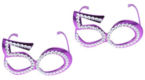 OKUMEYR 2 Pairs Birthday Glasses for Adults Celebration Party Eyewear Unique Number Design